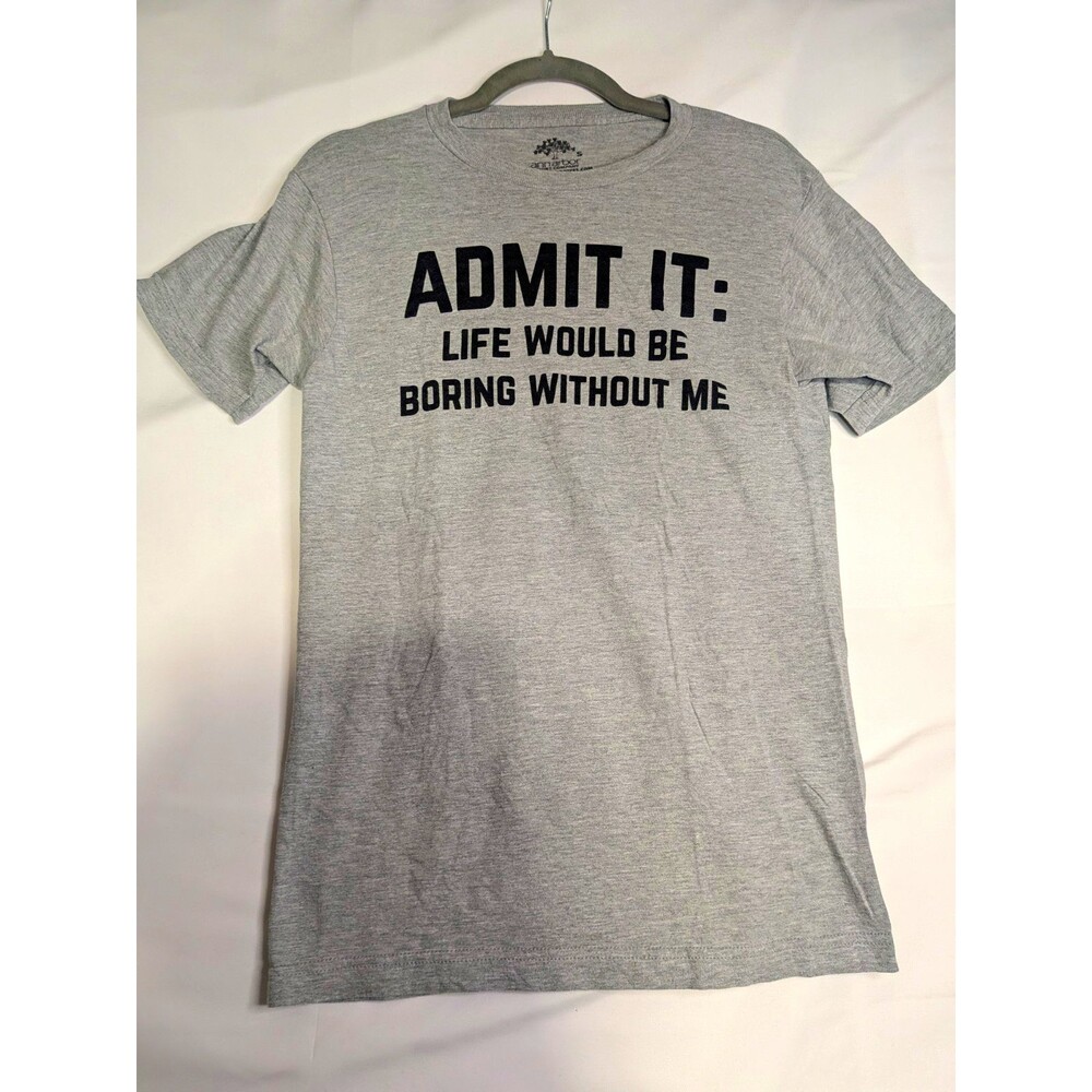 men's Gray Funny "Admit It" Graphic Jersey Crew Neck Short Sleeve Tee S
